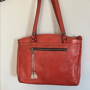 Patricia Nash Coral Woven Leather Shoulder Bag